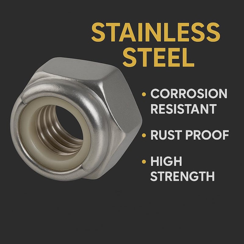 BCP Fasteners 25 Pack 3/8-16 Stainless Steel Nylon Insert Hex Lock Nuts (BCP588) - Image 3
